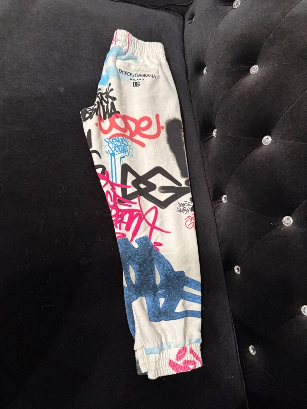 Dolce & Gabbana White Multi‑Color Graffiti Joggers